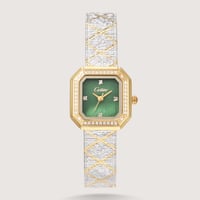 Silver and gold - green enamel