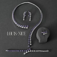 طقم زركون فضي متعدد الالوان بدقة الألماس