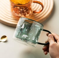 كوب زجاجي دبل(polar bear)و(snow village)