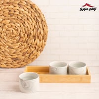 صينية تقديم خشب مستطيل مع بوادي ماربل 3 قطع