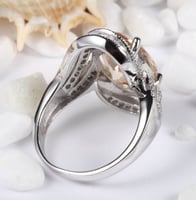 خاتم نسائي مطلي بالفضة ومزين بالزركون الكوبي مقاس...