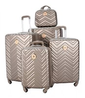 ستار لاين طقم شنط سفر فايبر بسحاب توسعة 5 قطع جولد