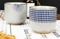 كوب قهوة سيراميك 200 مل أزرق مخطط