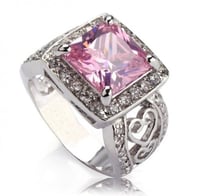 خاتم نسائي مطلي بالفضة ومزين بالزركون الكوبي مقاس...