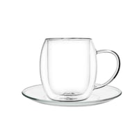 طقم اكواب شاي 6 حبه مع الصحن 250 ملي