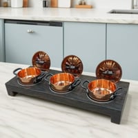 استاند زبديات مع 3 قدور نحاس 58x16x7 سم