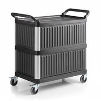 عربة خدمة 3 دور بلاستك اسود 102x50x96 سم