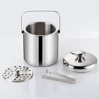 حافظة ثلج مع ملقاط استيل