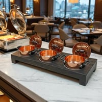 استاند زبديات مع 3 قدور نحاس 58x16x7 سم