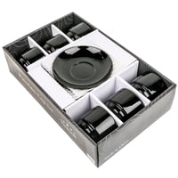 كوب شاي مع الصحن 201 ملي 6.8 اونص - اسود / طقم 6 ح...