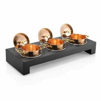 استاند زبديات مع 3 قدور نحاس 58x16x7 سم
