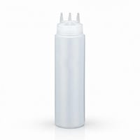 قارورة كتشب بلاستيك 24 اونز شفاف 3 فتحات