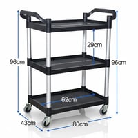 عربة خدمة 3 دور بلاستك اسود 80x43x96 سم