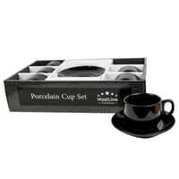 كوب شاي مع الصحن 201 ملي 6.8 اونص - اسود / طقم 6 ح...