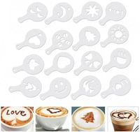 طقم اشكال رسم القهوة بلاستيك 16 قطعة