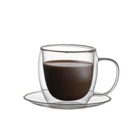 طقم اكواب شاي 6 حبه مع الصحن 250 ملي