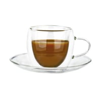 طقم اكواب شاي 6 حبه مع الصحن 85 ملي