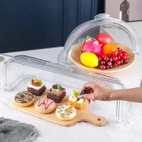 سلة خبز مستطيل بغطاء شفاف