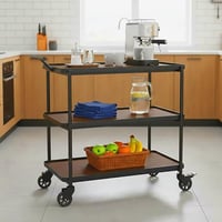 عربة خدمة 3 دور لون خشبي فاخر