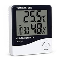 ترمومتر حرارة ورطوبة رقمي مع ساعة ومؤقت