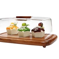 قاعدة خشب بغطاء شفاف مستطيل