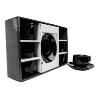 كوب شاي مع الصحن 201 ملي 6.8 اونص - اسود / طقم 6 ح...