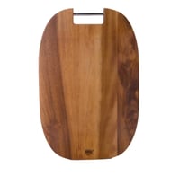 لوح تقطيع خشب تايلندي بيضاوي يد استيل 35.6x23x2.5...