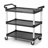 عربة خدمة 3 دور بلاستك اسود 102x49x98 سم