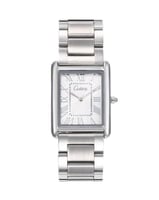 ساعة رجالية بتصميم أنيق بلون فضي ميناء ابيض