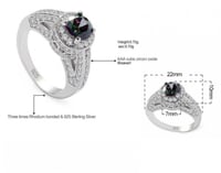 خاتم نسائي مطلي بالفضة ومزين بالزركون مقاس 7.25 أم...