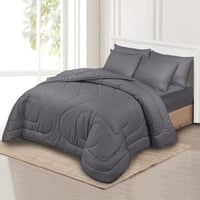 مفرش فندقي نفرين مقلم 6 قطع - رمادي