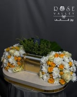 ستاند مخمل متوسط مزين ورد كريز وجوري طبيعي مع 500غ...