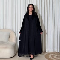 عباية شيفون مشجر ومبطن والاكمام قماش ملكي