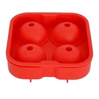 قالب ثلج شكل دائري سيلكون 4 خلايا - احمر