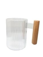 كوب اكريلك بمسكة خشبية 400 مل عسلي شفاف