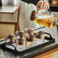 كوب زجاجي بمسكة خشبية 420ML