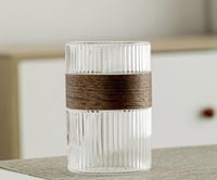 كوب زجاجي بمسكة خشبية 420ML