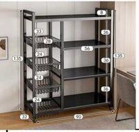 استاند حديد مع سلال بعجلات المقاس مسجل على الصورة