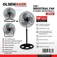 مروحة 3 في 1 مقاس 18 انش 90 واط Olsenmark OMF1800