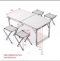 طاوله رحلات قابله للطي مع 4 كراسي قابله للطي مقاس...