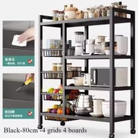 استاند حديد مع سلال بعجلات المقاس مسجل على الصورة