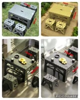 طاولة متنقلة مع اربعة كراسي المقاسات بالصورة متوفر...