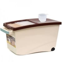 صندوق تخزين الارز بعجلات 15 كيلو مع كوب مكيال - ال...