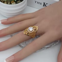 خاتم ذهب كبير عيار 21 شرقي بتصميم الماسي وزن 3,5 ج...