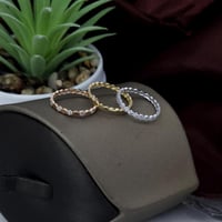 دبل تصميم الماسي ثلاثي ملون ذهب عيار 18