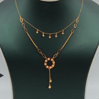 طقم ذهب عيار 21 تصميم تعليقة دائرية مزدوجة وزن 2.9...