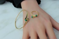 اسوارة مارلي ذهب مع خاتم بلون زيتي تصميم الماسي عي...