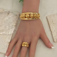 اسوارة مع خاتم ذهب بتصميم كرات ذهبية عيار 21