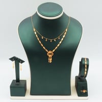 طقم ذهب نواعم عيار 21 بسلسلتين وقلادة أنيقة - بوزن...