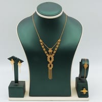 طقم ذهب عيار 21 وزن 9.75 جرام بتصميم متدرج وتعليقا...